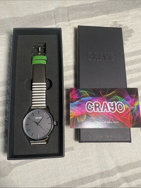 Unisex / Men's / Women’s Black and Green Stripe Crayo Watch